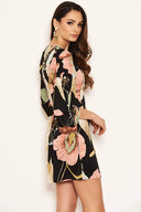 Black Floral Sleeve Detail Dress