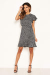 Black Polka Dot Wrap Frill Mini Dress