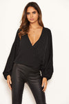 Black Polka Dot Wrap Over Top