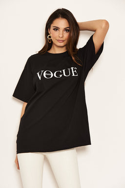 Black Printed Oversized Tee