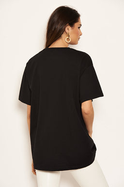 Black Printed Oversized Tee