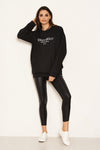 Black Slogan Printed Sweatshirt