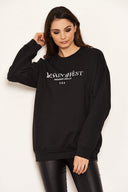 Black Slogan Printed Sweatshirt