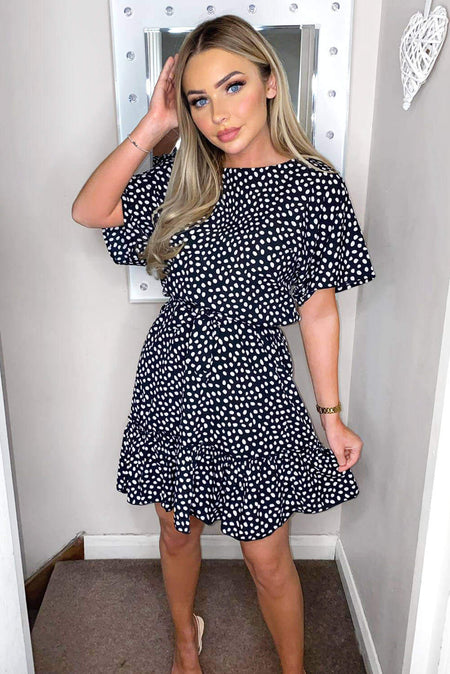 Black Spot Print Day Dress
