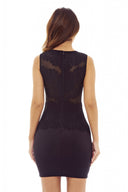 Black Lace Mini Dress with Sleeveless Detail