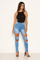 Blue Ripped High Waisted Jean