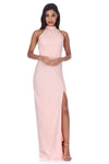 Blush Sequin Panel Detailing Maxi Dress With Thigh Split