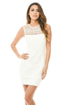 Cream Sleeveless Crochet Bodycon Mini Dress