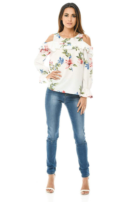 Frill Printed Blouse