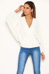 Cream Wrap Batwing Sleeve Top