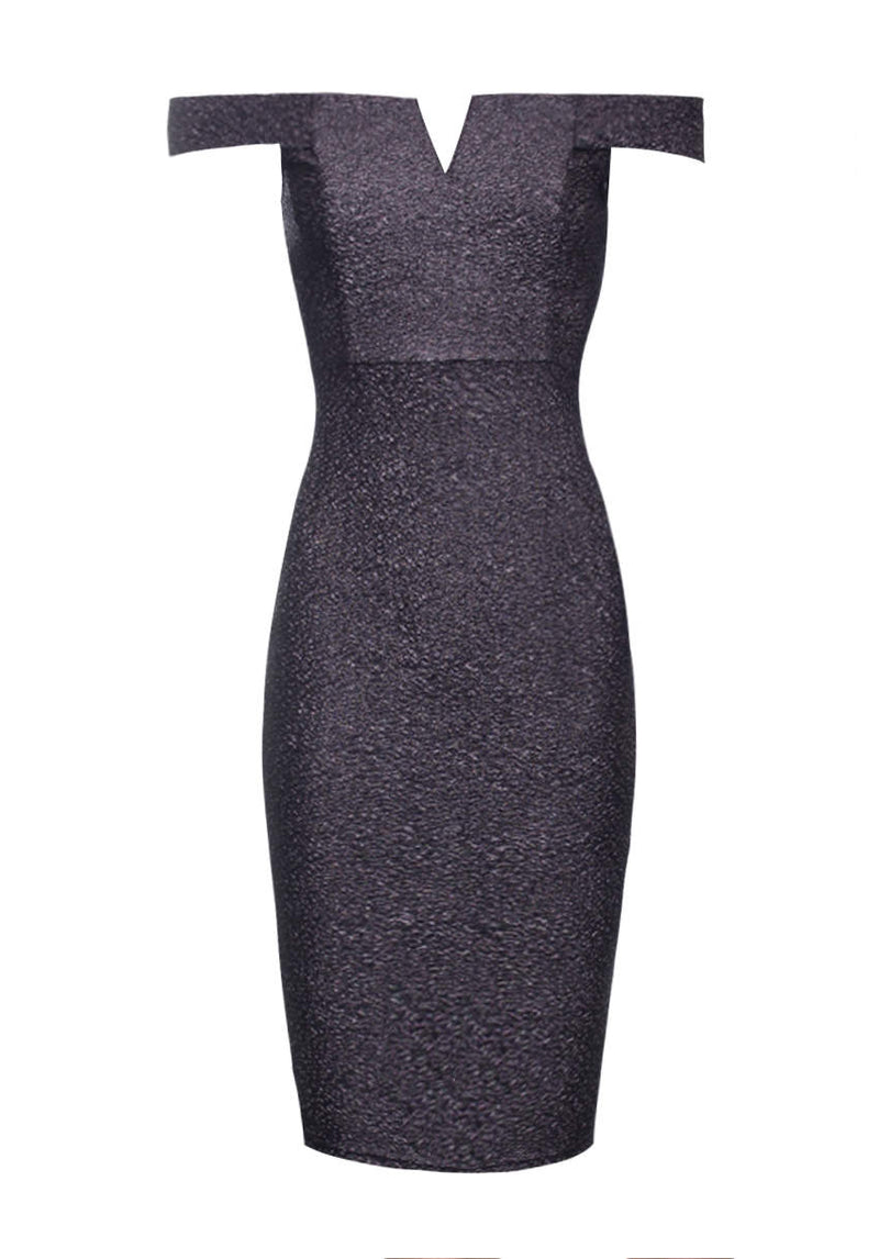 Black Off the Shoulder Sparkle Detail Bodycon Dress