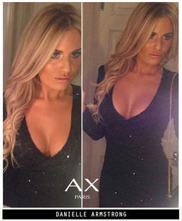 Long Smooth Sequin Sleeve V Front Dress