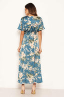 Duck Egg Floral Split Maxi Dress