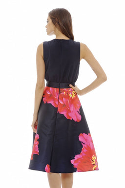 Navy 2 in 1 Floral Midi   Dress