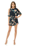 Cutout Batwing Floral Playsuit