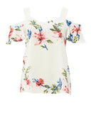 Cream Floral Thick Strap Top