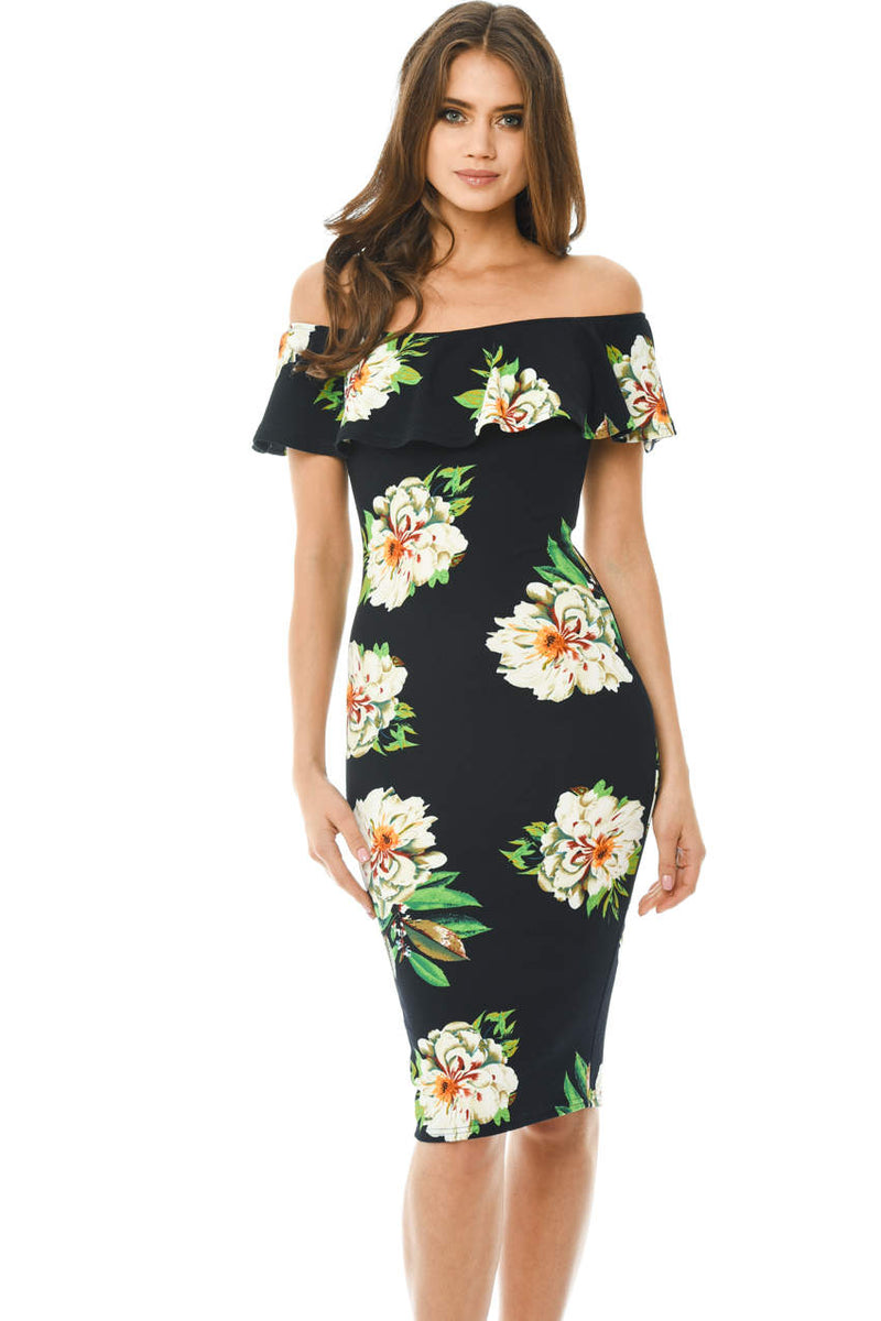 Off Shoulder Frill Bodycon Dress AX Paris US Off Shoulder Frill Bodycon Dress AX Paris US