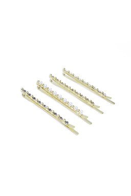 Gold Multi Pack Diamante and Pearl Hair Grips