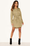 Khaki Love Heart Spotty Shirt Dress