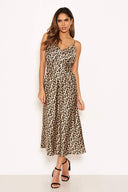 Leopard Print Silky Midi Dress