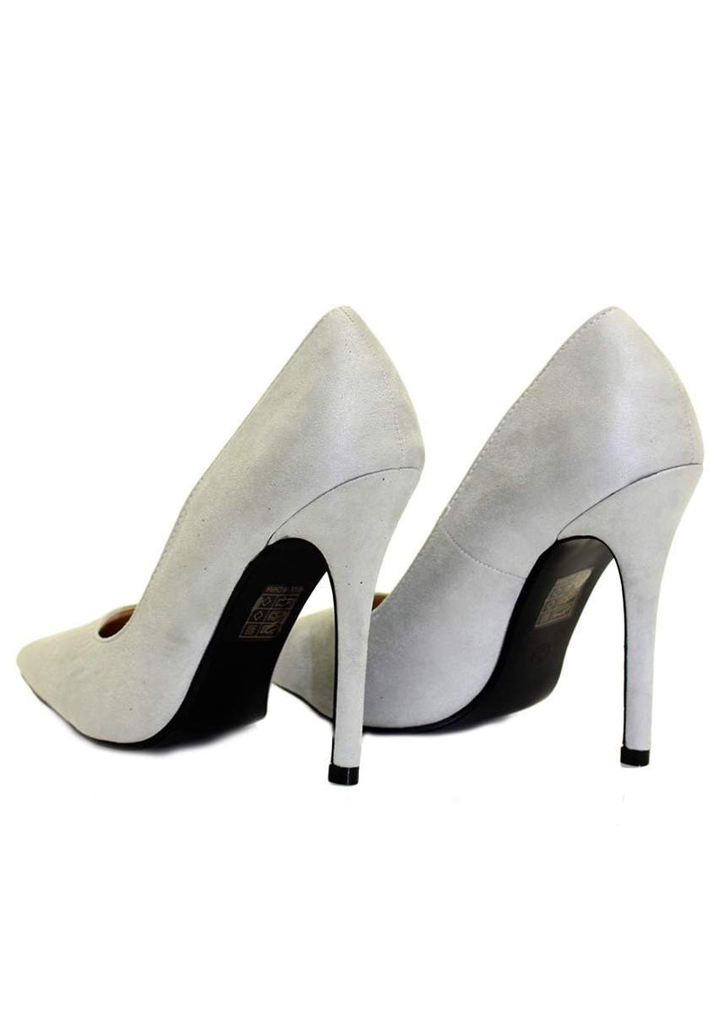 Grey Suede Court Shoe Heels