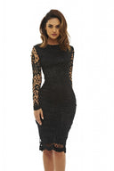 Black Crochet Dress with Long Sleeves
