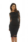 Black Crochet Dress with Long Sleeves