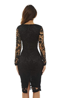 Black Crochet Dress with Long Sleeves