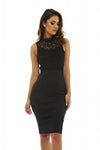 Black 2-in-1 Midi Dress with Crochet Detail