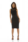 Black 2-in-1 Midi Dress with Crochet Detail