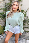 Mint Puff Sleeve Loose Fit Top