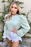 Mint Puff Sleeve Loose Fit Top