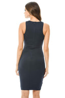 Navy Bodycon Dress With Lace Hem