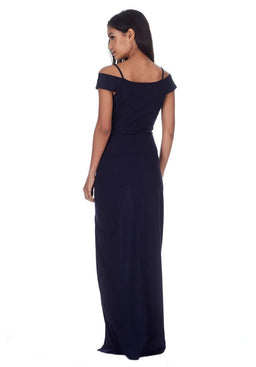 Navy Wrap Over Maxi Dress