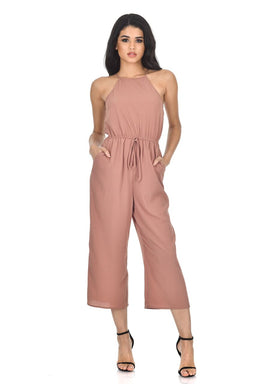 Mink High Neck Culotte Jumpsuit