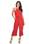 Red High Neck Culotte Jumpsuit