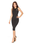 Black Lace Panel Midi Dress