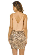 Nude 2 In 1 Dress with Sequin Skirt