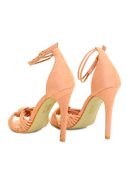 Peach Suede Knot Front Heels
