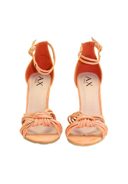 Peach Suede Knot Front Heels