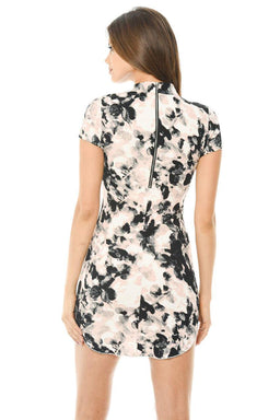 Printed Short Sleeve Bodycon Mini Dress