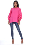 Cerise Ruffle Sleeve Top