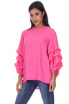 Cerise Ruffle Sleeve Top