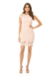 Pink Capped Crochet Dress with Short Sleeves