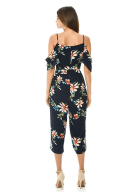 Navy Floral Culotte Jumpsuit