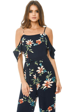 Navy Floral Culotte Jumpsuit