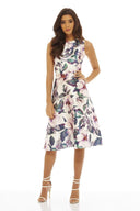 Floral Printed Midi Skater  Dress