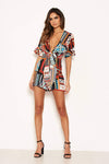 Multi Print Tie Top Playsuit