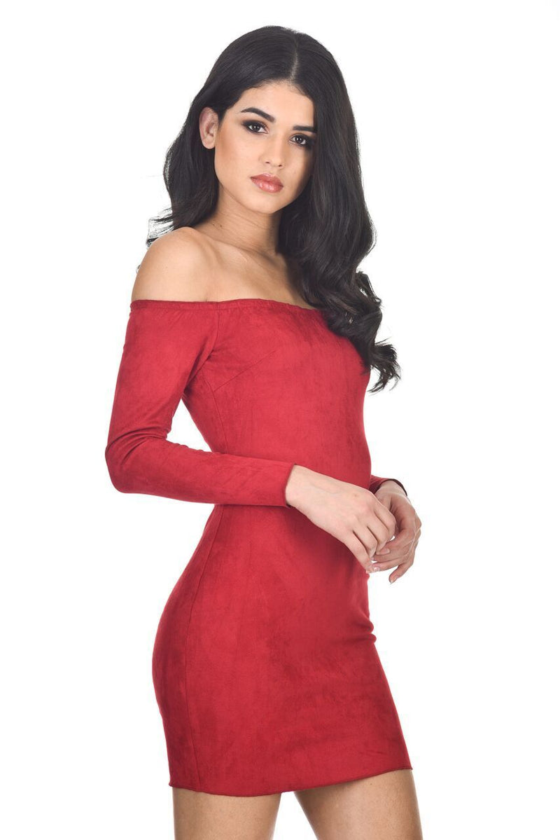 Red suede Bodycon dress