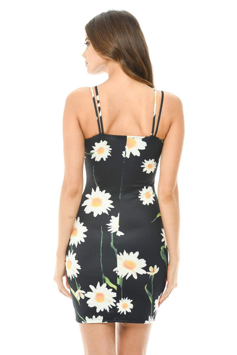 Multi Strap Printed Bodycon Mini Dress